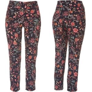 Counterparts NWT  Super Stretch Floral Ankle Pants Size Large Black Pink Green